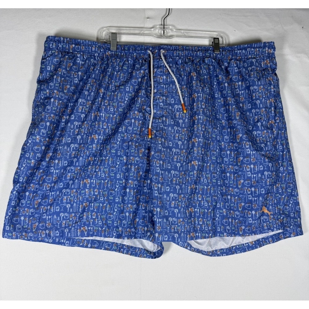 Tommy Bahama Swim Trunks Men's 4XLT Tall Blue Drinks AOP Cocktail Drawstring